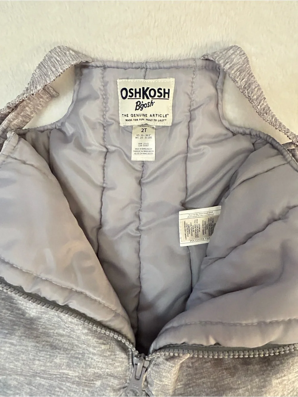OshKosh B’gosh Gray Insulated Snow Bibs Toddler 2T Winter Ski Pants